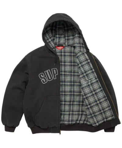Supreme Black Reflective Arc Hooded Work Jacket