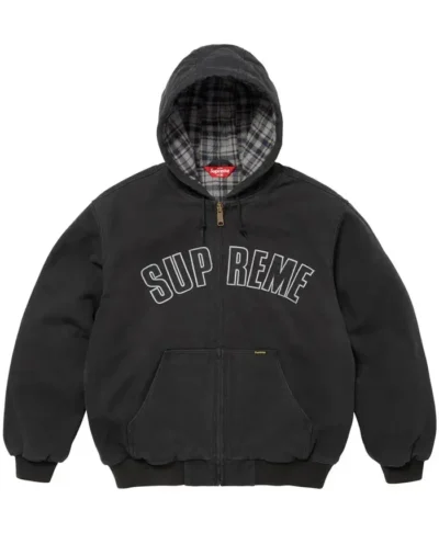 Supreme Black Reflective Arc Hooded Work Jacket