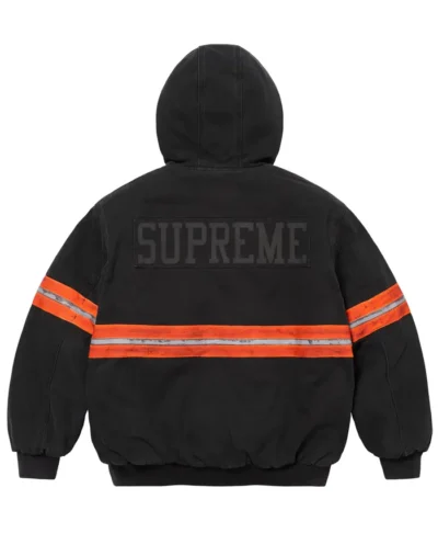 Supreme Black Reflective Stripe Hooded Work Jacket