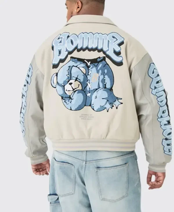 Teddy Applique Bomber Jacket
