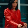 Tessa Thompson Red Leather Blazer