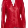 Tessa Thompson Red Leather Blazer