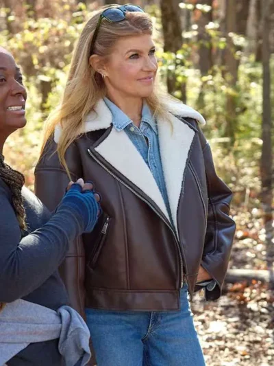 The Motherhood Connie Britton Brown Leather Jacket