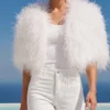 The Obsession White Feather Cape Jacket