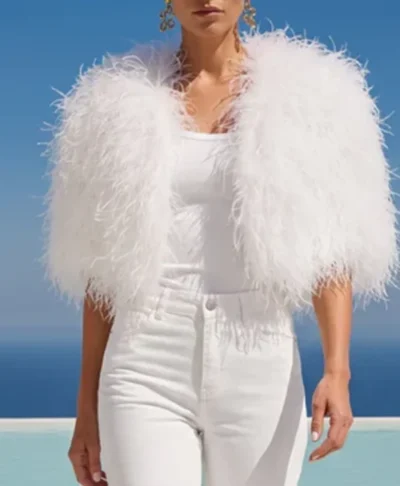 The Obsession White Feather Cape Jacket
