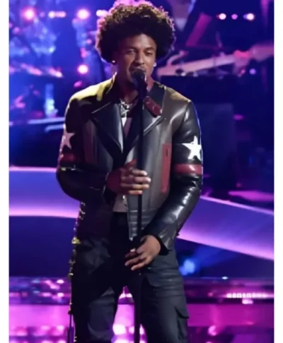 The Voice S28 Kenny Iko Star Patch Leather Jacket