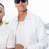 Tom Brady Michael Rubin White Party 2026 White Leather Jacket