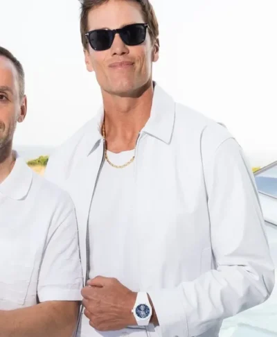 Tom Brady Michael Rubin White Party 2026 White Leather Jacket