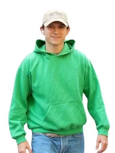 Tom Holland Paris Street Style 2026 Green Hoodie