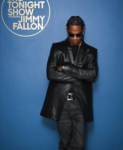 Travis Scott Tonight Show Leather Blazer