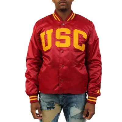 USC Trojans Varsity Red Satin Jacket