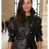 Virginie Ledoyen Black Leather Jacket
