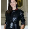 Virginie Ledoyen Black Leather Jacket