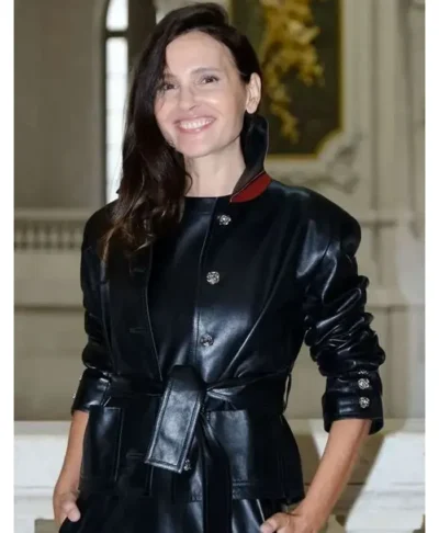Virginie Ledoyen Black Leather Jacket