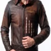 Vought Rising Bombsight Distressed Leather Jacket