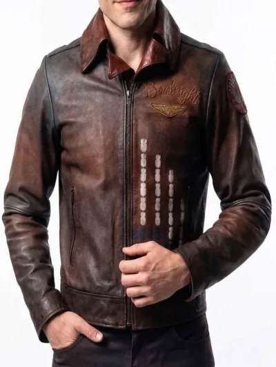 Vought Rising Bombsight Distressed Leather Jacket