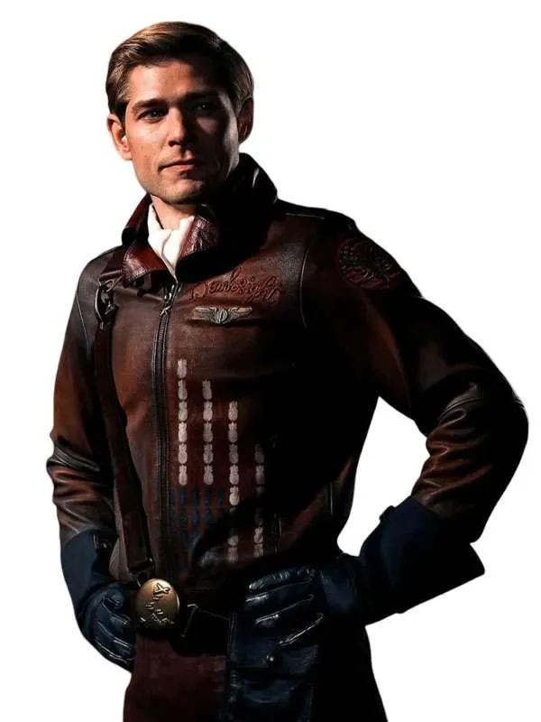 Vought Rising Bombsight Distressed Leather Jacket