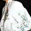 WNBA New York Liberty x OFF White Leather Varsity Jacket