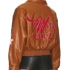 Wish Me Luck Cropped Leather Bomber Jacket