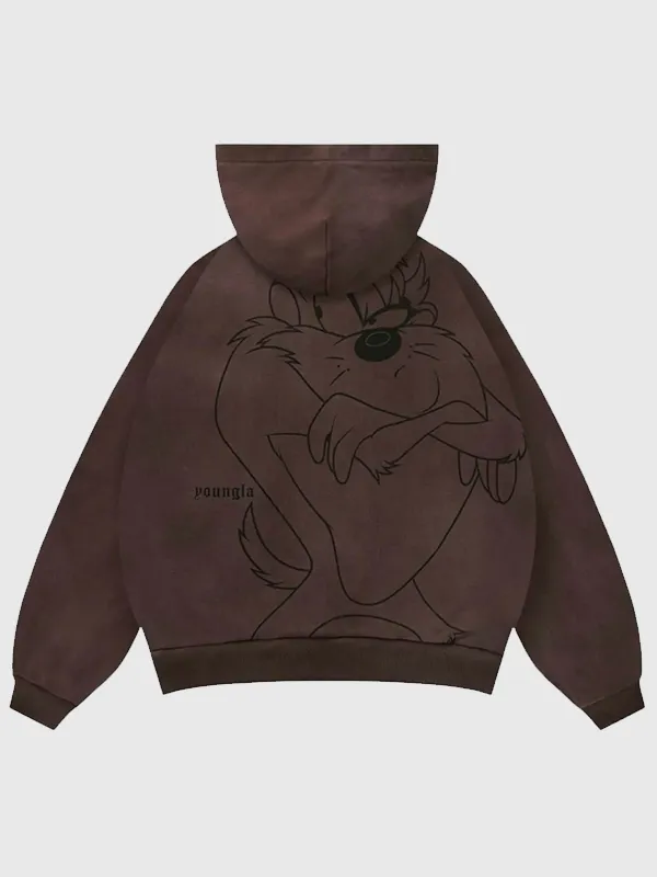 YoungLA x Looney Tunes Plaid Zip-Up Hoodie for sale