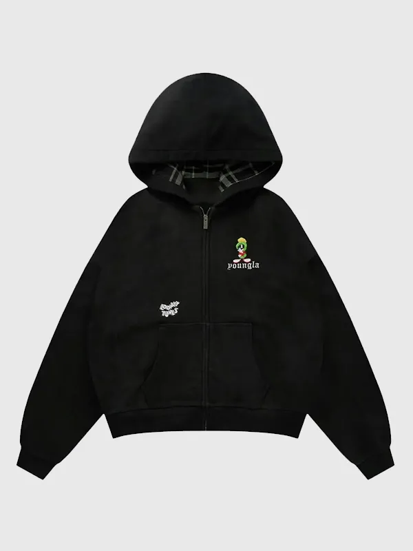 YoungLA x Looney Tunes Plaid Zip-Up Hoodie