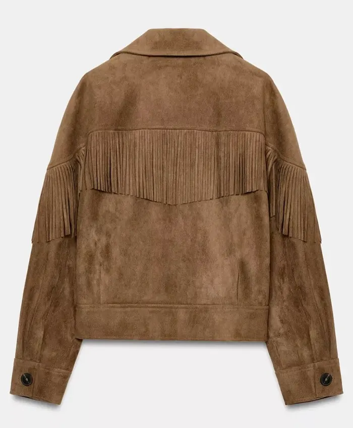 Zara Brown Suede Fringe Jacket