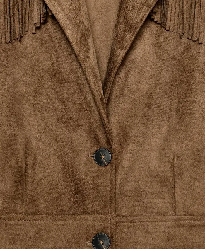 Zara Brown Suede Fringe Jacket