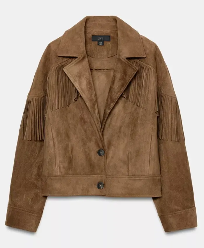 Zara Brown Suede Fringe Jacket