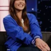 buy Elizabeth Olsen Jimmy Kimmel Live Blue Varsity Jacket