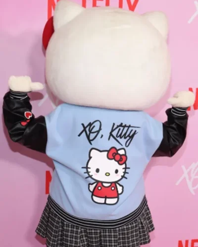 buy XO Kitty Blue and Black Leather Varsity Jacket