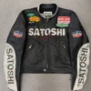 buy now Satoshi Nakamoto Black Leather Moto Jacket