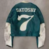 buy now Satoshi Nakamoto Green Leather Moto Jacket