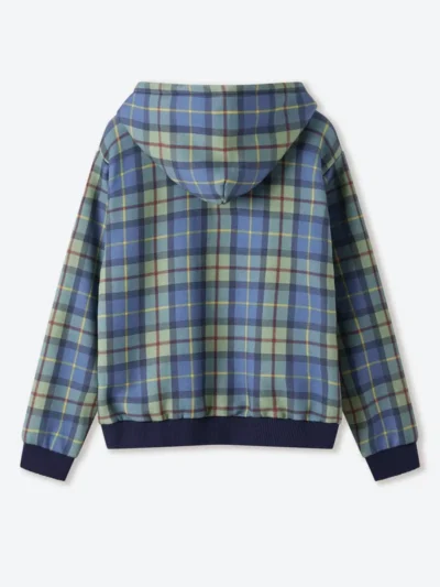 buy now Shinzo Turquoise Plaid Zip Up Hoodie