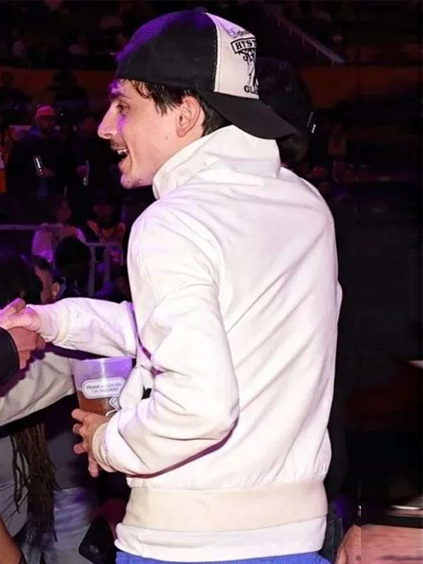 buy now Timothee Chalamet White Bomber Jacket