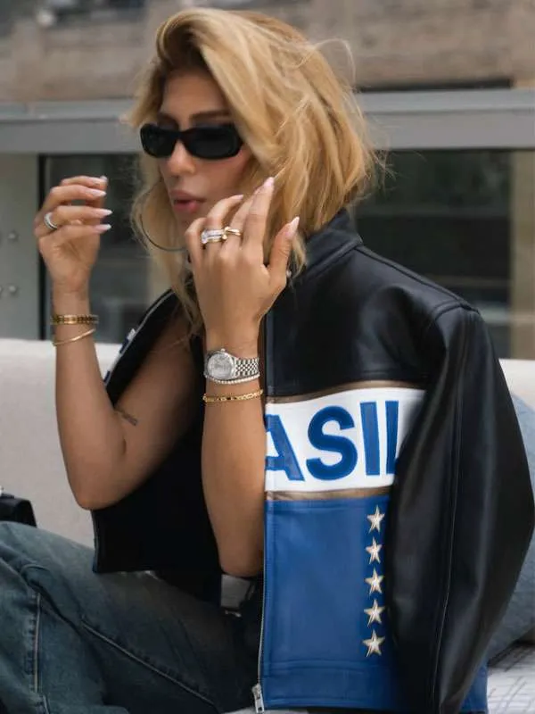 buy now World Cup 2026 Gabrielle Figueiredo Brazil Leather Jacket for sale