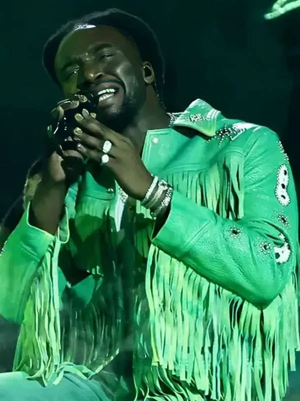 order now CMA Awards Shaboozey Green Fringe Jacket