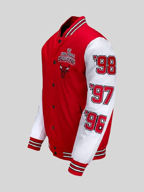 Chicago Bulls NBA Champs Red Varsity Jacket - Image 3