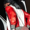 order now Dubai 2026 Rema Red and White Leather Jacket