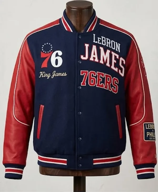 order now LeBron James Philadelphia 76ers Varsity Jacket