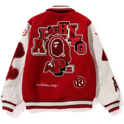 order now Multi Motif Bape Varsity Jacket