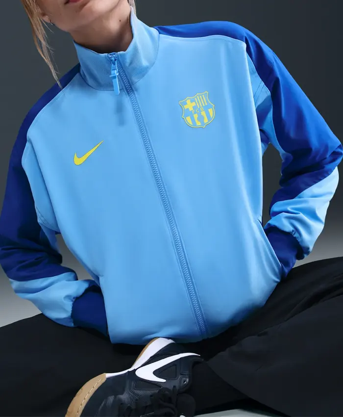 order now Nike FC Barcelona Strike Fourth Anthem Blue Polyester Jacket