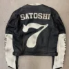 order now Satoshi Nakamoto Black Leather Moto Jacket