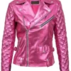 order now SexLife Billie Connelly Pink Leather Jacket
