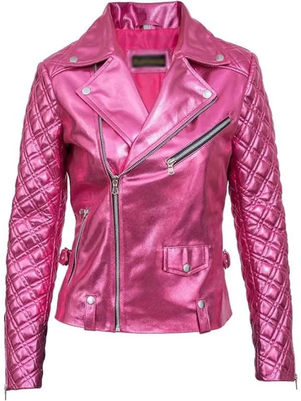 order now SexLife Billie Connelly Pink Leather Jacket
