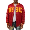 order now USC Trojans Varsity Red Satin Jacket