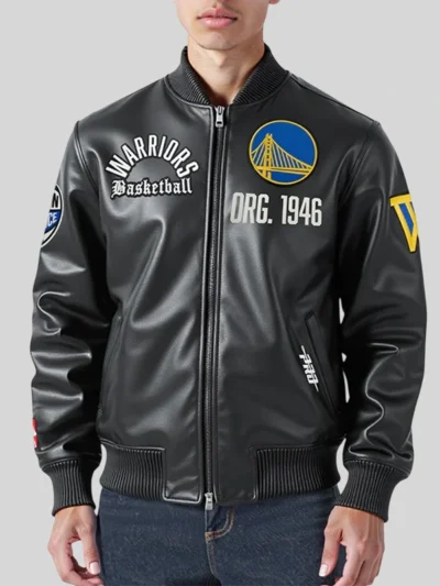 shop Golden State Warriors Black Leather Jacket
