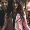 shop SexLife Billie Connelly Pink Leather Jacket