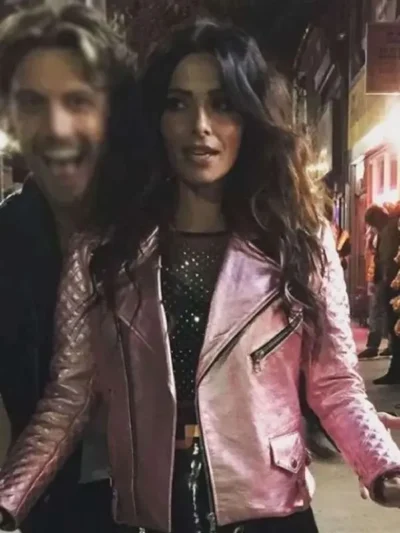 shop SexLife Billie Connelly Pink Leather Jacket