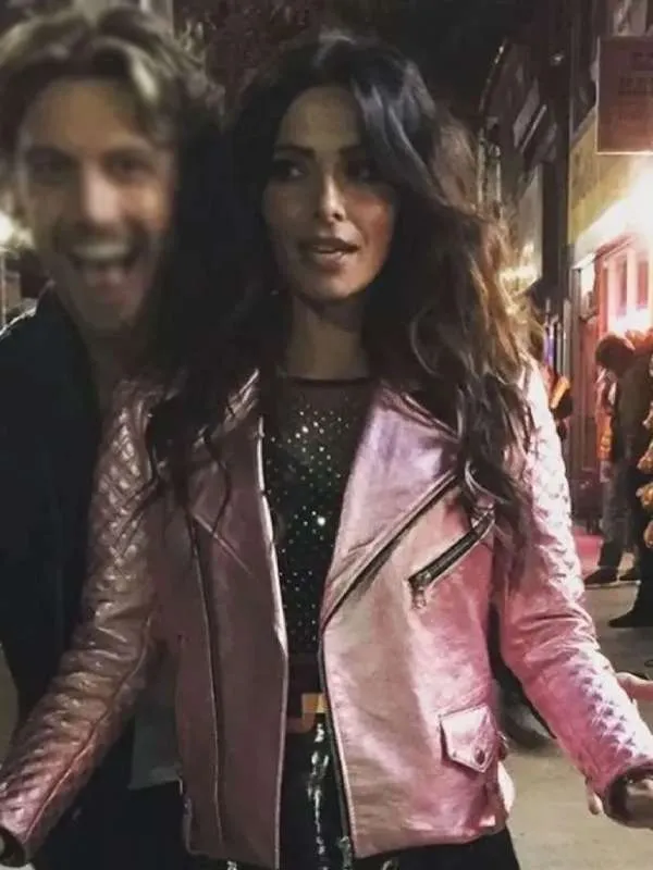 shop SexLife Billie Connelly Pink Leather Jacket