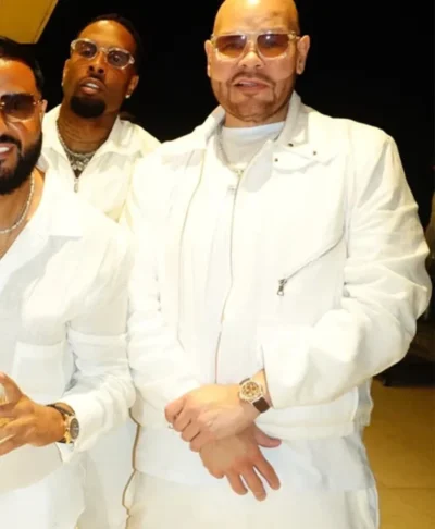 shop now Fat Joe Michael Rubin White Party 2026 White Biker Jacket
